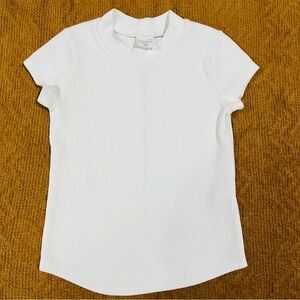 Abercrombie Kids Girls White Soft Ribbed Top Short Sleeve Crew Neck Size 9/10